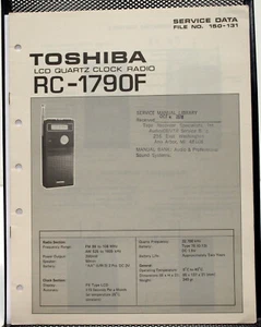Manual de servicio de radio reloj de cuarzo LCD Toshiba RC-1790F - original - Imagen 1 de 1