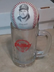 1980's Philadelphia Phillies Glass Mug & 1994 Burger King John Kruk Fotoball - Picture 1 of 4