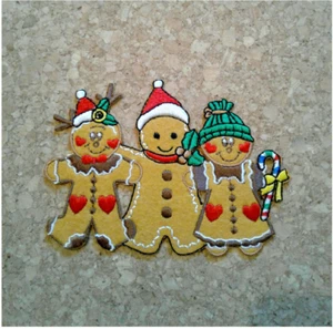 Gingerbread Pals - Christmas - Winter - Embroidered Iron On Applique Patch - Picture 1 of 1