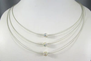 NwT MONET Wire 3 Layered Strands AB Rhinestones Adjustable Choker Necklace 8429b - Picture 1 of 9