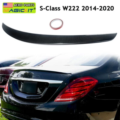 Fit For Mercedes Benz W222 S550 S63 S65 2014-2020 Rear Trunk Spoiler Carbon Look - Imagem 1 de 4