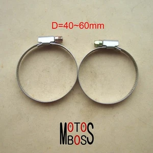 2pcs Universal Stainless Steel Hose Clamps 40-60mm  for Air Filter Pipe - Imagen 1 de 2