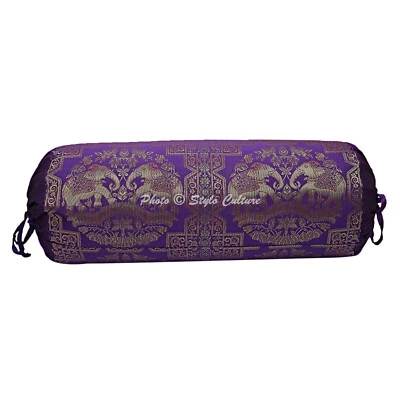 Art Decor Bolster Bolster Cover Brocade Jacquard Gypsy Cylinder Pillow For Neck - Image 1 of 4