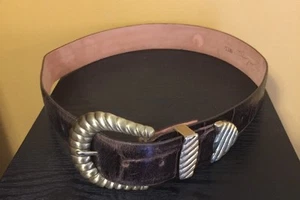CATHERINE ZIFFERBLATT EASLEY SAN ANTONIO AN1 BRN LEDER KROKO GÜRTEL GOLD SCHNALLE MEDIUM - Bild 1 von 9
