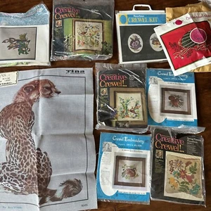 Lot 9 Crewel Stitchery Kits Paragon Tina Erica Wilson Marion Nichols NOS Vintage - Picture 1 of 16