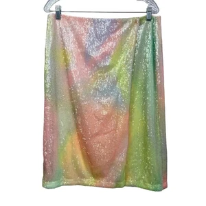 Stine Goya Arwen Women Midi Skirt Sequin Wrap Pastel Ombre Lined Size M - Picture 1 of 6