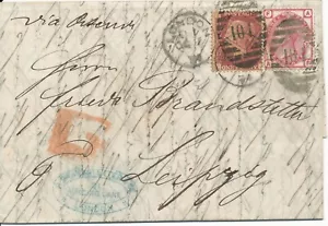 GB 1874 QV 3d Pl.15 (AF) and 1d Pl.145 (CJ) on very fine Late-Fee-Cover (red L1) - Picture 1 of 3
