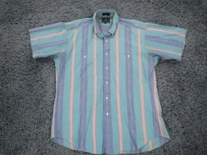 Vintage Chaps Ralph Lauren Shirt Men Large Blue Striped Cotton Button Down USA * - Picture 1 of 24
