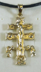 CRUZ DE CARAVACA DE ORO AMARILLO 750 18 K YELLOW GOLD CARAVACA CROSS COLGANTE - Picture 1 of 1
