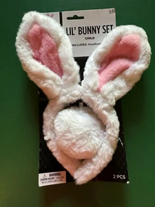 Girls White Bunny Costume Kit Ears Headband and Tail - Picture 1 of 2