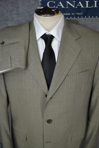 Canali Italy Pure Wool Suit Men 40R Green Micro Check Einreiher Hose 34x29 - Bild 1 von 24