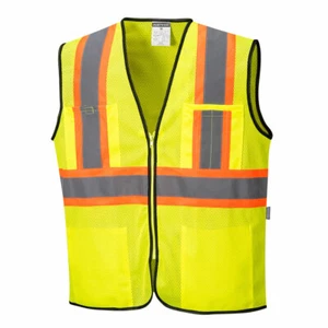 Portwest US381 Frisco Hi-Vis Contrast Reflective Safety Mesh Zipper Vest ANSI - Picture 1 of 11