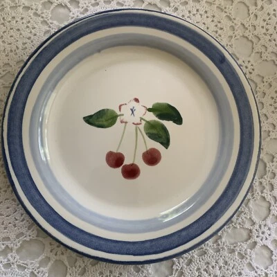 Conjunto de 4 pratos de salada/sobremesa/pão Hartstone Pottery vintage design cereja EUA - Imagem 1 de 4