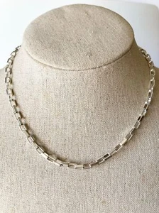 925 Italien Sterlingsilber rechteckige Gliederkette Halskette 16 Zoll - Bild 1 von 7
