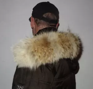 Pelliccia di coyote cappuccio colletto vera pelliccia giacca parka cappotto coyote XXL collo pelliccia fur - Foto 1 di 5