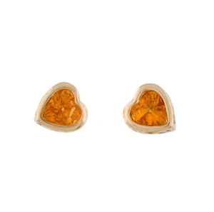 Aretes con bisel de oro de 14K en forma de corazón espesartina granate - Imagen 1 de 1