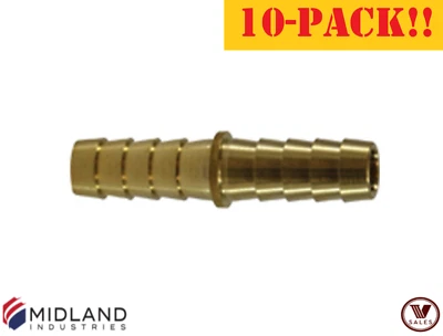 10-PACK!! NEW! Midland Metals 32093 Brass Hose Mender Splicer1/4"Barbx1/4"Barb - Image 1 of 4