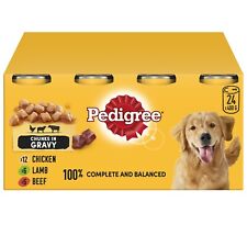 24 x 400g Pedigree Adult Wet Dog Food Tins Mixed Selection in Gravy Dog Can