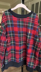 Polo Ralph Lauren ragazzo felpa a quadri M 10-12 rosso tartan girocollo pullover - Foto 1 di 5