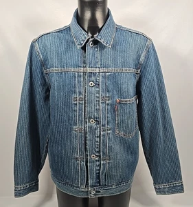 Levi's Type I Trucker Selvedge Jacket Dark Pinstripe Denim BNWOT Large - Bild 1 von 24