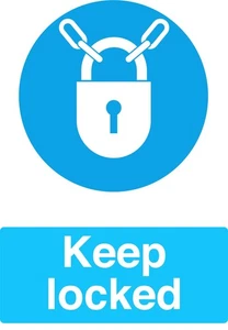 Blue Mandatory LOCK Signage Acrylic Or Vinyl Sign Sticker Notice Decal Safety - Picture 1 of 2