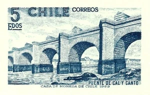 CHILE, CAL Y CANTO BRIDGE, INTAGLIO OVER THICK PAPER, ONLY 100 PRINTED, PRISTINE - Picture 1 of 2