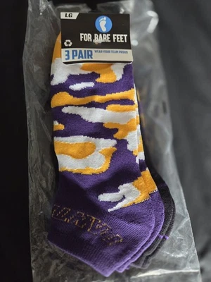 Paquete de 3 calcetines para hombre LG Med púrpura para pies desnudos camuflados Boom Northern IOWA Foto 1 de 4