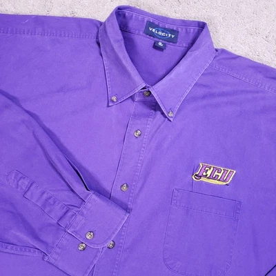 East Carolina Pirates Button Up Shirt Mens 3XL Purple ECU Logo Preppy Academia - Image 1 of 4
