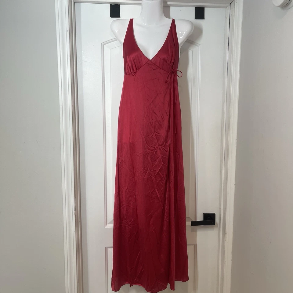 VTG Vanity Fair Negligee Maxi Night Gown Slip Dress Sz 36 Red Sexy Wrap Intimate - Image 1 of 4