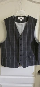 Joseph Abboud Vest L Classic Gray Striped Herringbone Classic Business Casual - Picture 1 of 5