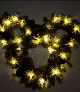 NEU Disney Parks Mickey Mouse Symbol beleuchtet Weihnachten Urlaub Kranz - Bild 1 von 2