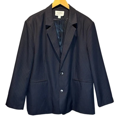 Anthropologie x Mare Mare негабаритный темно-синий полосатый блейзер - размер большой - Изображение 1 из 4