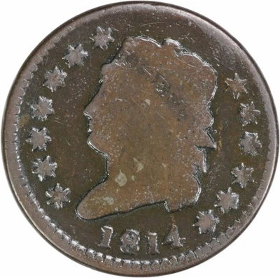 Centavo grande AG de 1814 sin certificación #103 Foto 1 de 2