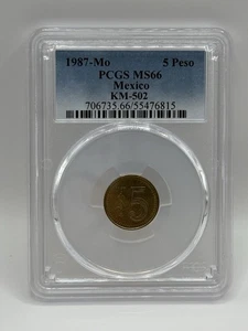 MEXIKO 1987 5 Pesos PCGS MS 66 KEY DATE - Bild 1 von 2