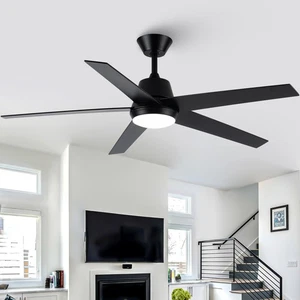 VACZON CEILING FANS LIGHTS REMOTE 52 INCH MODERN CEILING FAN QUIET - BLACK - Picture 1 of 5