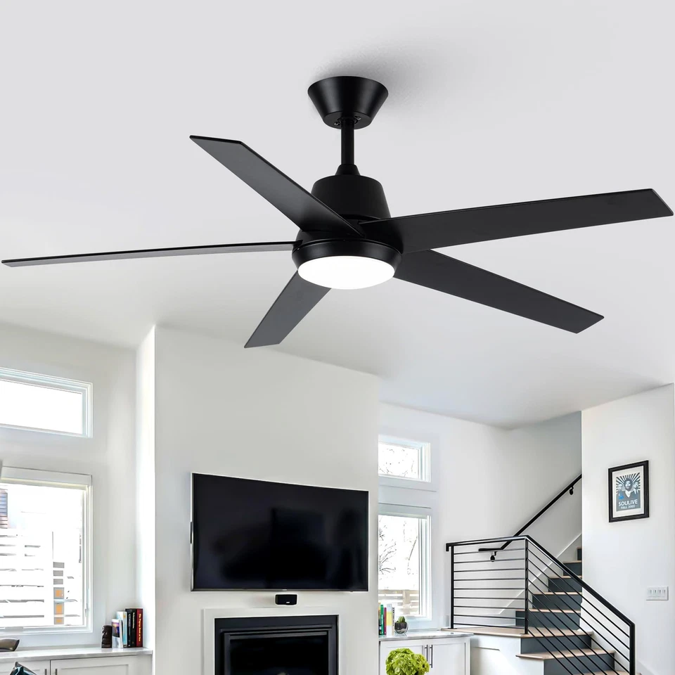 VACZON CEILING FANS LIGHTS REMOTE 52 INCH MODERN CEILING FAN QUIET - BLACK - Image 1 of 4