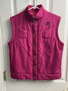 Nike Sportswear Pink Button Front Insulated Vest With Back Pocket Size Medium - Picture 1 of 7