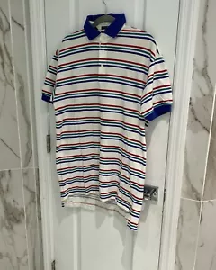 Polo Resilio Sport Azul Blanco Rayas 100% Algodón Manga Corta Talla Mediana - Imagen 1 de 11