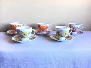 Set di 5 piattini tazza da tè floreale Royal Sutherland Staffordshire England MCM - Foto 1 di 9