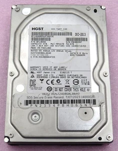 HGST 3.5" Ultrastar HDD | 0F14688 | 4TB | 7.2k RPM | SATA III | Used & Wiped - Afbeelding 1 van 4