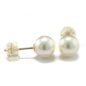 Wert € 1.900 Akoyaperlen Ohrringe   Japan 8 mm AAA 750 Gold Neu Perlohrstecker - Picture 1 of 4