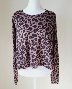 Abercrombie & Fitch Size Small Cropped Boyfriend Tee Leopard Animal Long Sleeve - Picture 1 of 9