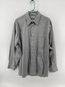 Van Heusen Button Up Shirt Mens Size 17 34/35 XL Gray Long Sleeve Fast Shipping - Picture 1 of 7