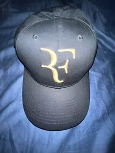 UNIQLO Roger Federer RF Cap 2023 Limited Edition Black and Gold Hat Used Rare - Picture 1 of 9