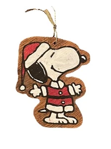 Vintage handbemalt Holz Snoopy Weihnachtsmann Weihnachten Urlaub Ornament - Bild 1 von 5