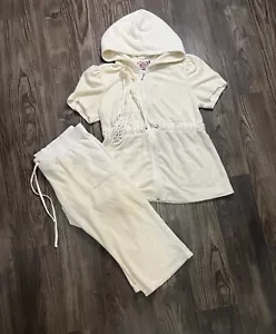 Y2K Juicy Couture Vintage Terry Tracksuit Set White Women's L 90s Style - Picture 1 of 1