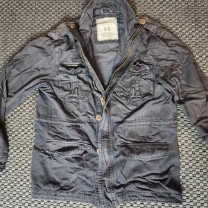Aeropostal Cargo Jacket Vintage Blue Size M Zip Up/Bottons - Picture 1 of 3