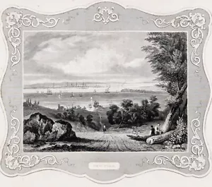 1849 NEW YORK CITY Bird's Eye View ORIGINAL Engraved Print (9.5x6.75) - Picture 1 of 2