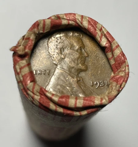 Lincoln Wheat Penny Roll Capped with 1909 VDB and 1931 Wheat Cent 1909-1958 Roll Cover
