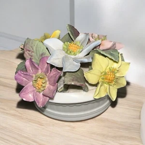 Crown Staffordshire Floral Basket Arrangement Hand Painted Bone China Oct ‘74 - Picture 1 of 3